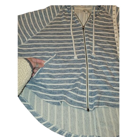 LUCKY BRAND Women's Striped French Terry Hooded Poncho Zip-up Jacket Top  M - Picture 7 of 14